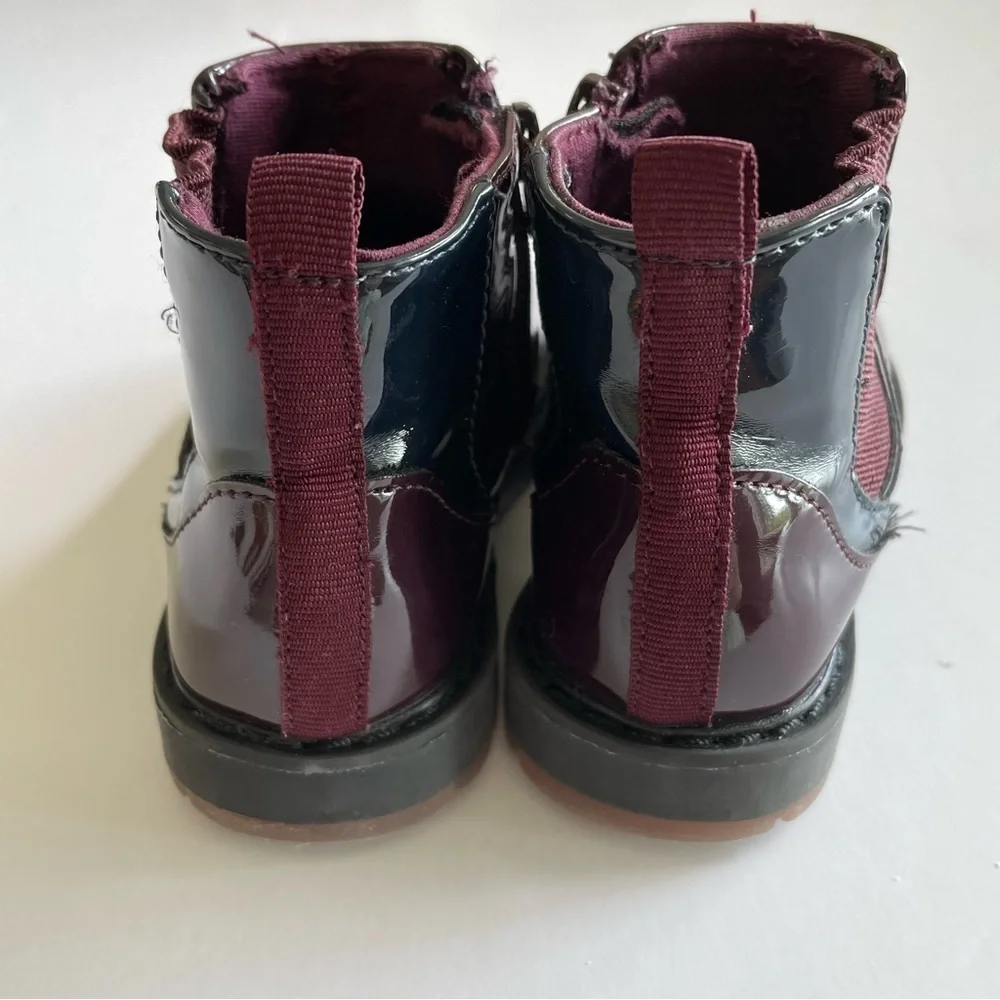 Zara Plum Patent Leather Chelsea Boots